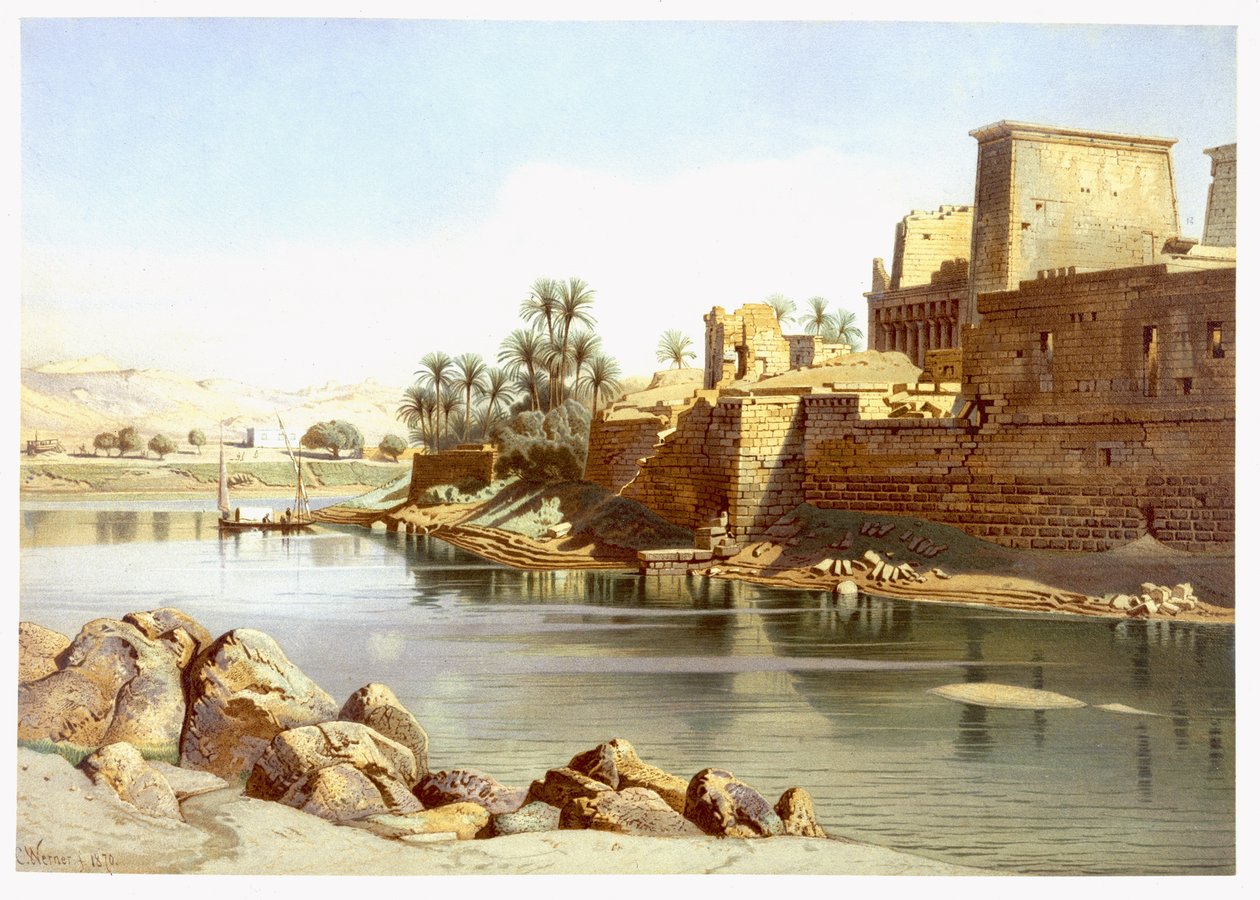 Świątynia Izydy w Philae, 1870 autorstwa Carl Friedrich Heinrich Werner
