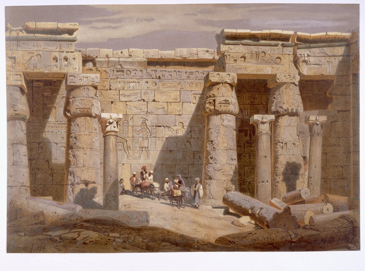 Świątynia van Medinet, Teb, 1874 autorstwa Carl Friedrich Heinrich Werner