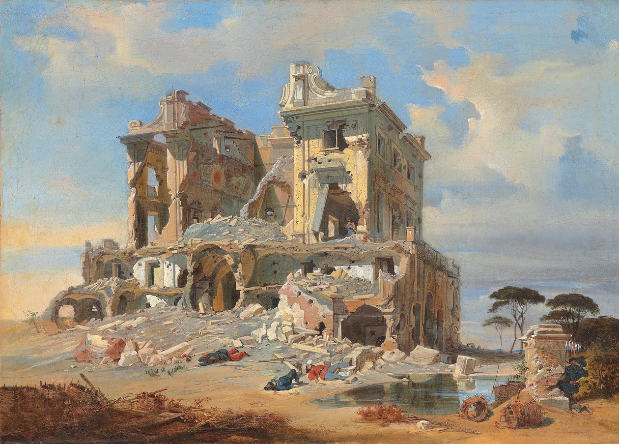Bitwa o Casino dei Quattro Venti podczas oblężenia Rzymu, 1849 autorstwa Carl Friedrich Heinrich Werner