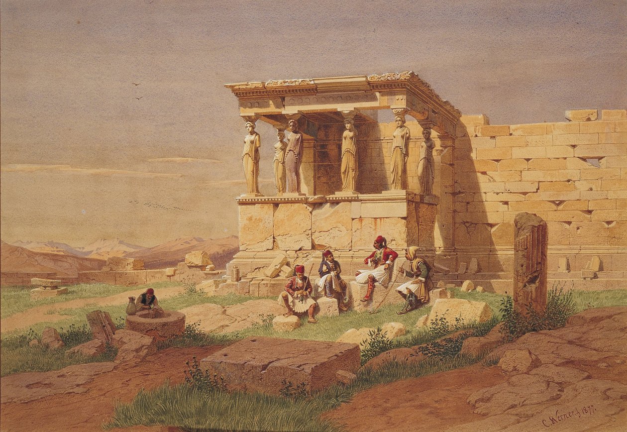 Erechtejon. Ganek Kariatyd, 1877 autorstwa Carl Friedrich Heinrich Werner