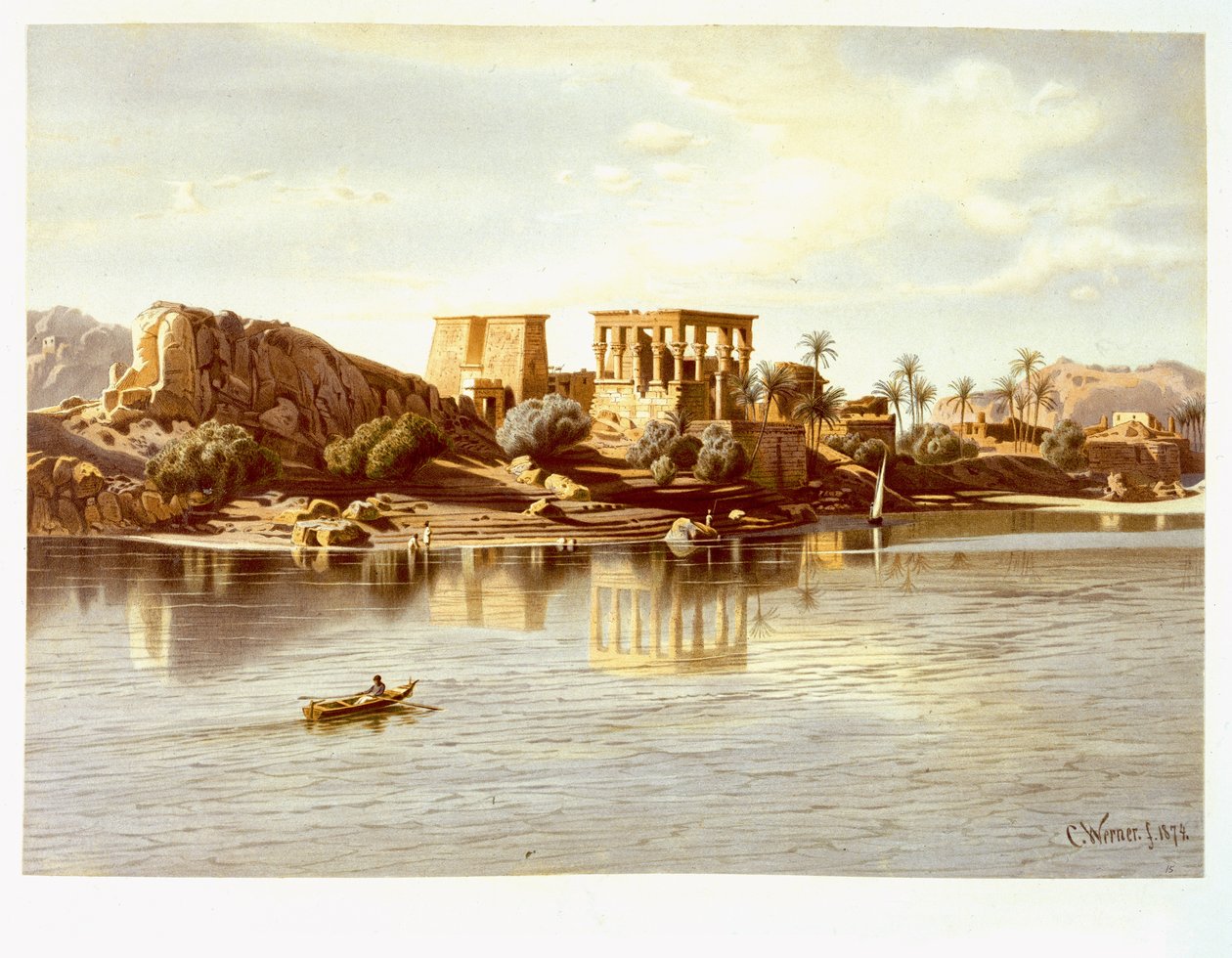Widok na wyspę Philae, 1874 r. autorstwa Carl Friedrich Heinrich Werner