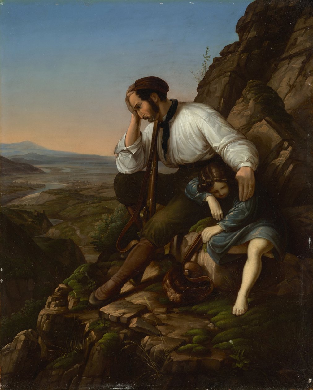 Zbójca ze swoim śpiącym dzieckiem autorstwa Carl Friedrich Lessing