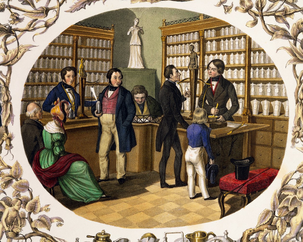 Wnętrze austriackiej apteki autorstwa Carl and Geiger Peter Johann Nepomuk Kunz