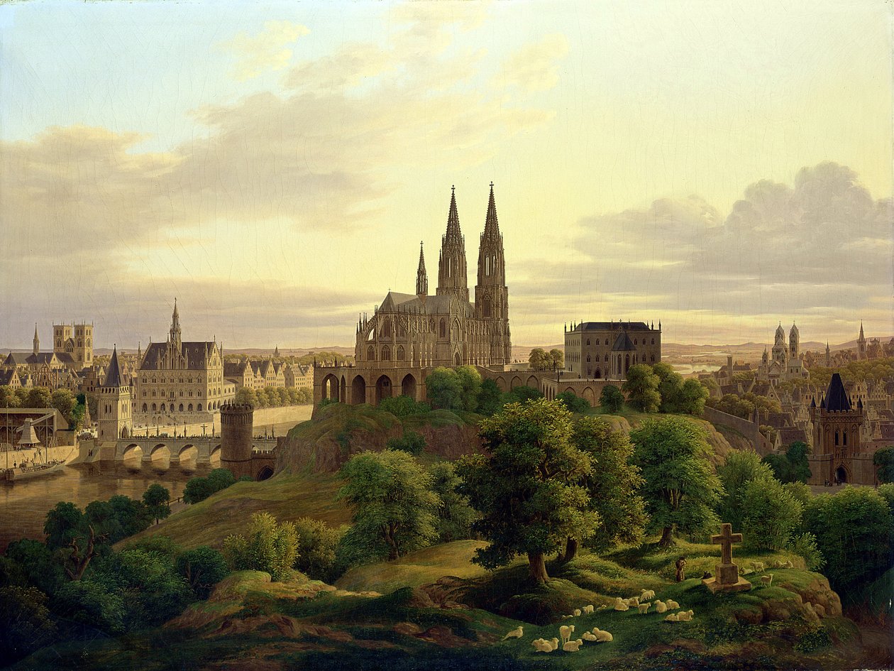 Średniowieczne miasto w 1830, 1830 autorstwa Carl Georg Adolph Hasenpflug