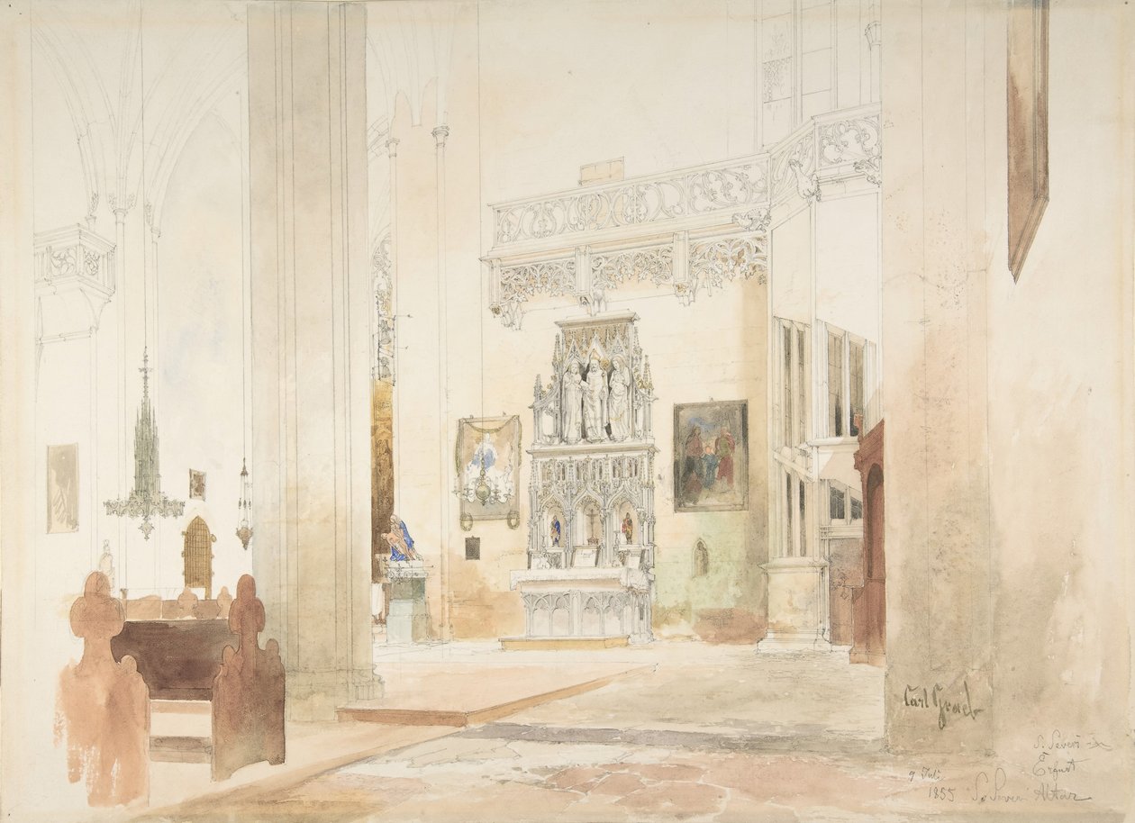 Wnętrze kościoła św. Seweryna w Erfurcie, 1855. autorstwa Carl Georg Anton Graeb