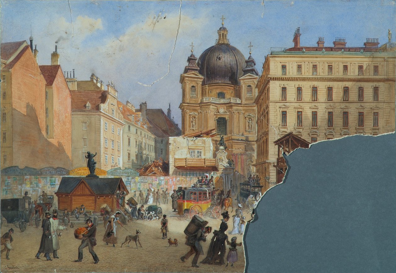 Peterskirche w Wiedniu widziany z Graben autorstwa Carl Goebel d. J.