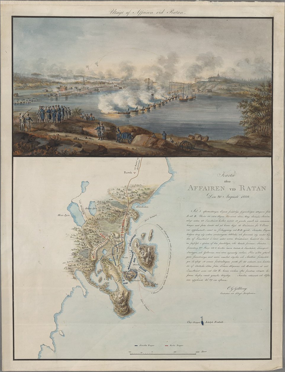 Widok i mapa sprawy w Ratanie, 20 sierpnia 1809 r. 1809 autorstwa Carl Gustaf Gillberg