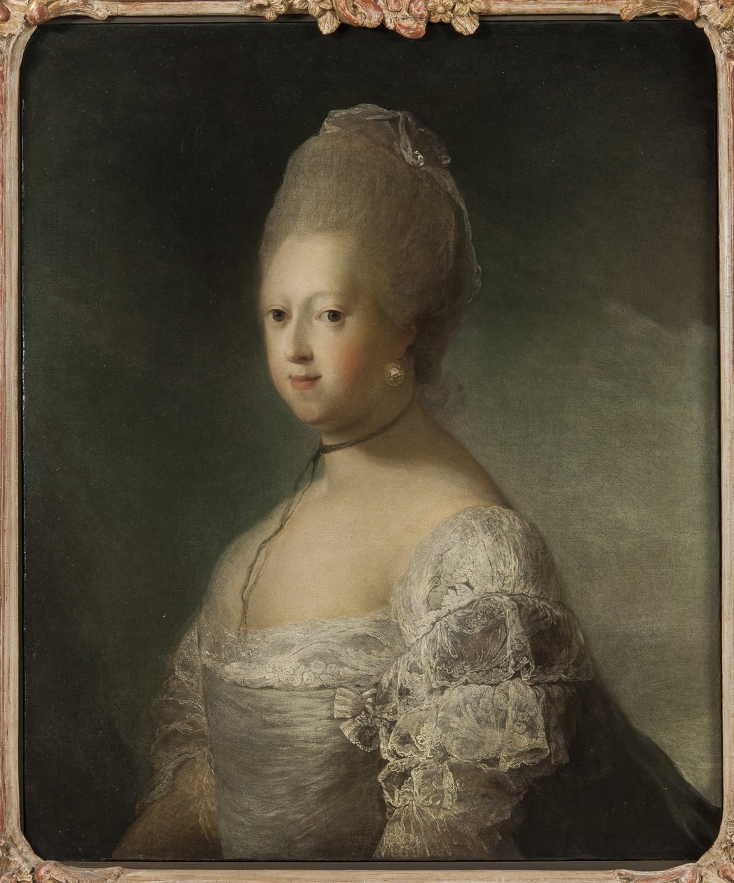 Caroline Matylda z Hanoweru, księżna Wielkiej Brytanii i królowa małżonka Danii i Norwegii - Portret Karoliny Matyldy z Wielkiej Brytanii (1751-1775), królowej Danii, autorstwa Pilo, Carl Gustaf (1711-1793). Olej na płótnie. Rozmiar: 76x63cm. Nationa autorstwa Carl Gustaf Pilo