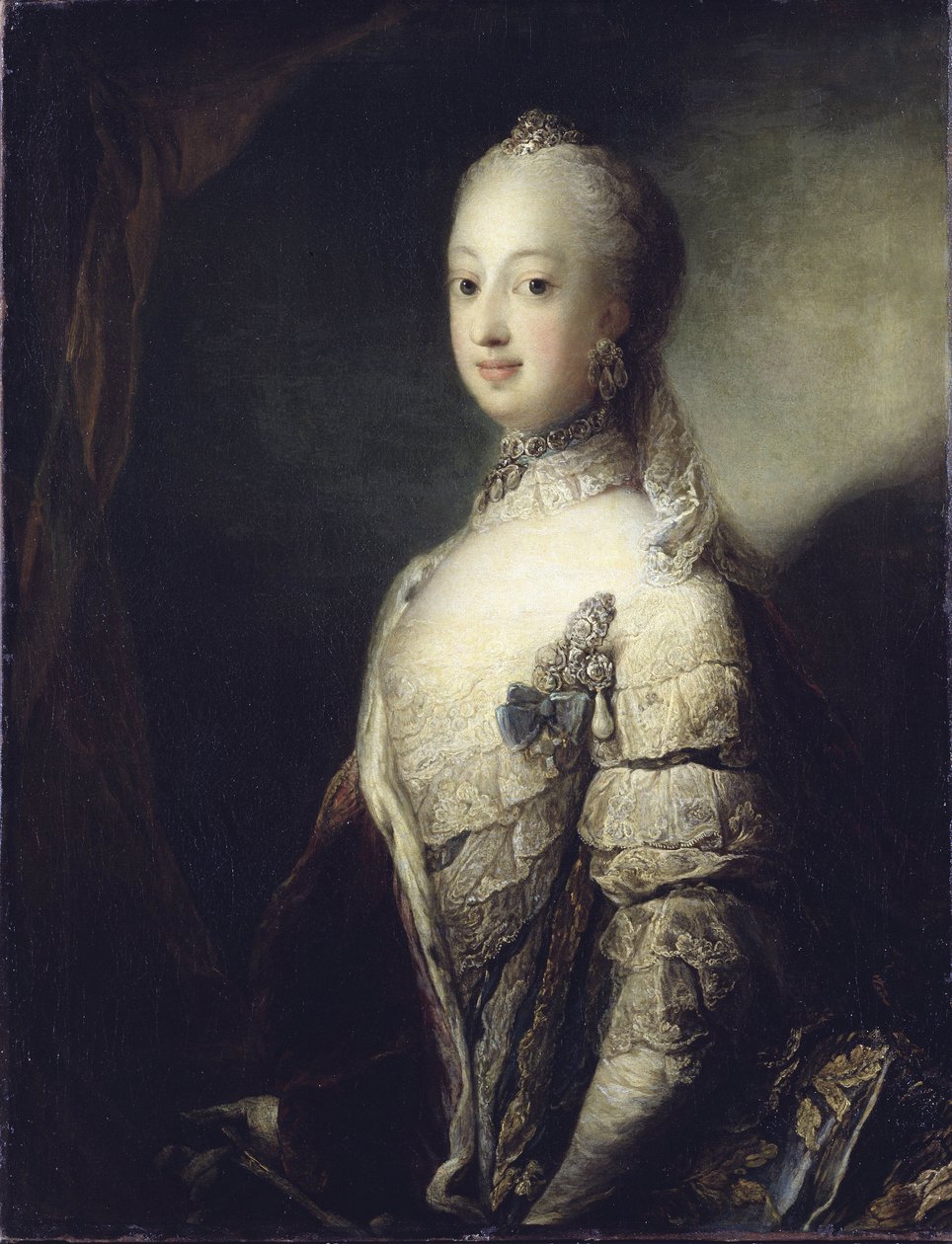 Sophie Madeleine Danii, królowej Szwecji i Finlandii - Portret Zofii Magdaleny Danii (1746-1813), królowej Szwecji, autorstwa Pilo, Carl Gustaf (1711-1793). olej na płótnie autorstwa Carl Gustaf Pilo