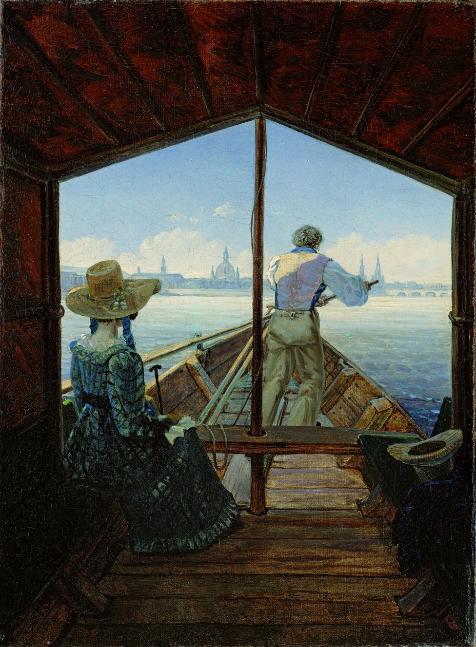 Gondola na Łabie w pobliżu Drezna autorstwa Carl Gustav Carus