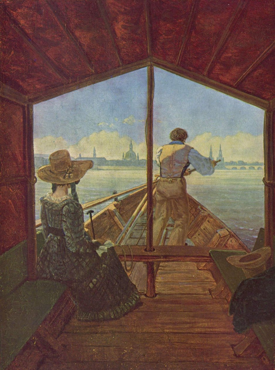 Gondola na Łabie w pobliżu Drezna autorstwa Carl Gustav Carus