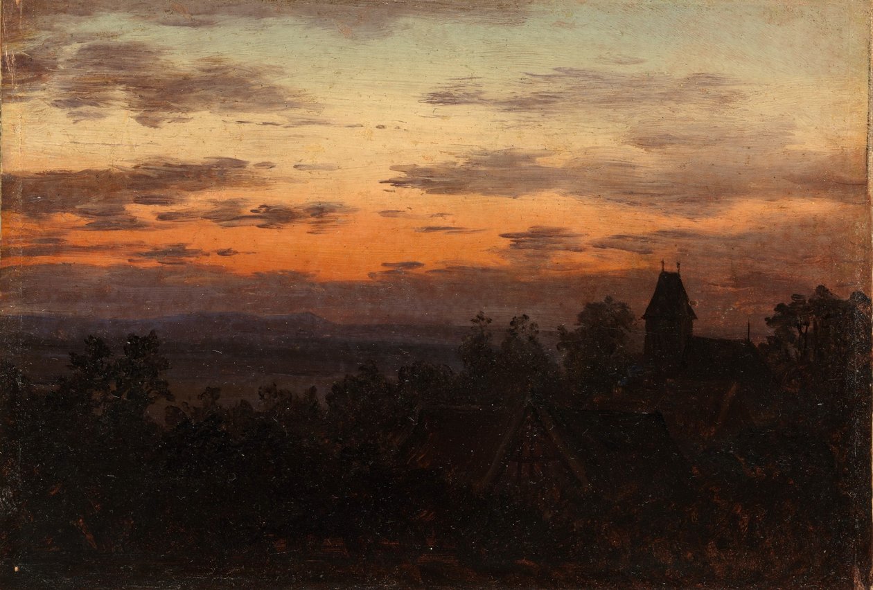 Krajobraz o zachodzie słońca autorstwa Carl Gustav Carus