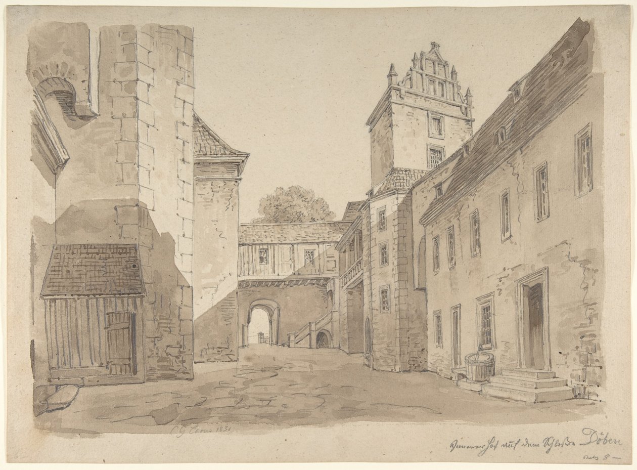 Widok na dziedziniec zamku w Döben autorstwa Carl Gustav Carus