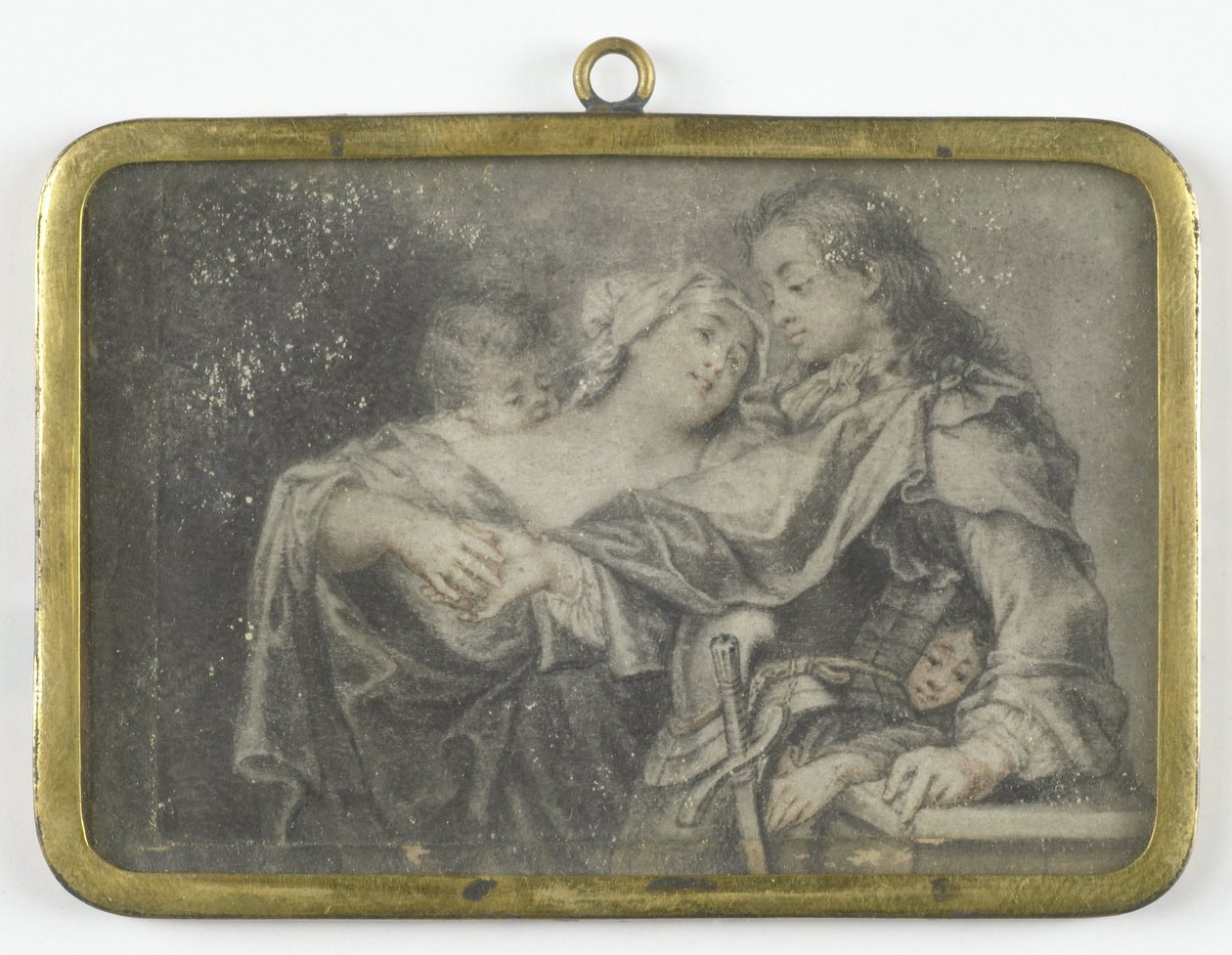 Młoda kobieta odwraca uwagę wojownika, podczas gdy jedno z jej dzieci okrada go autorstwa Carl Gustav Klingstedt (attributed to)