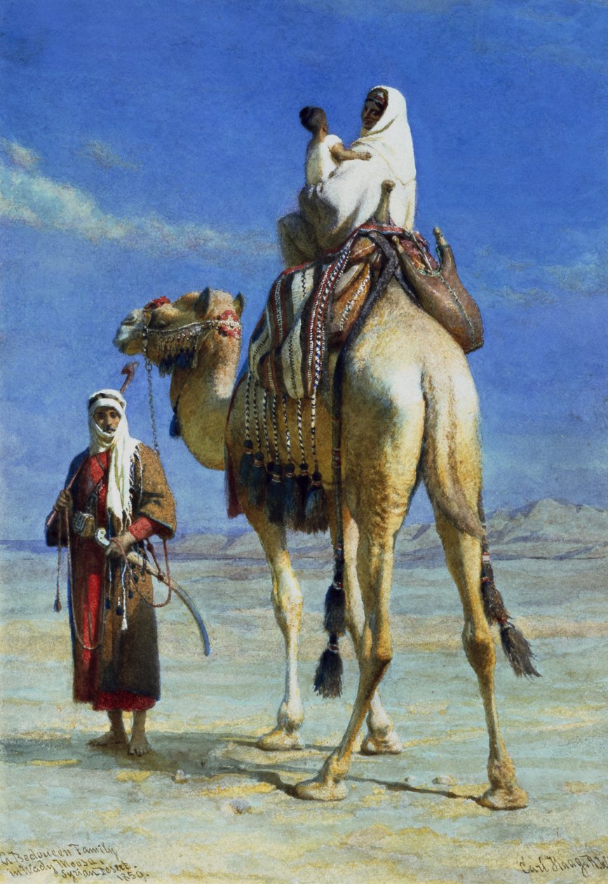 Rodzina beduińska w Wady Mousa, Pustynia Syryjska, 1859 r. autorstwa Carl Haag