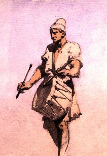 Bębniarz w orszaku małżeńskim, Kair (akwarela na papierze) autorstwa Carl Haag