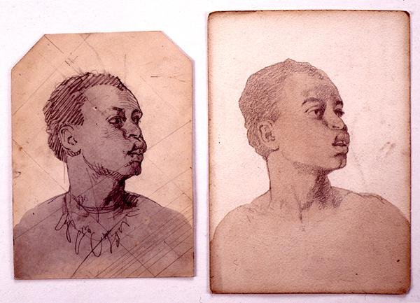 Studium afrykańskiej głowy (ołówek i umyć na papierze) autorstwa Carl Haag