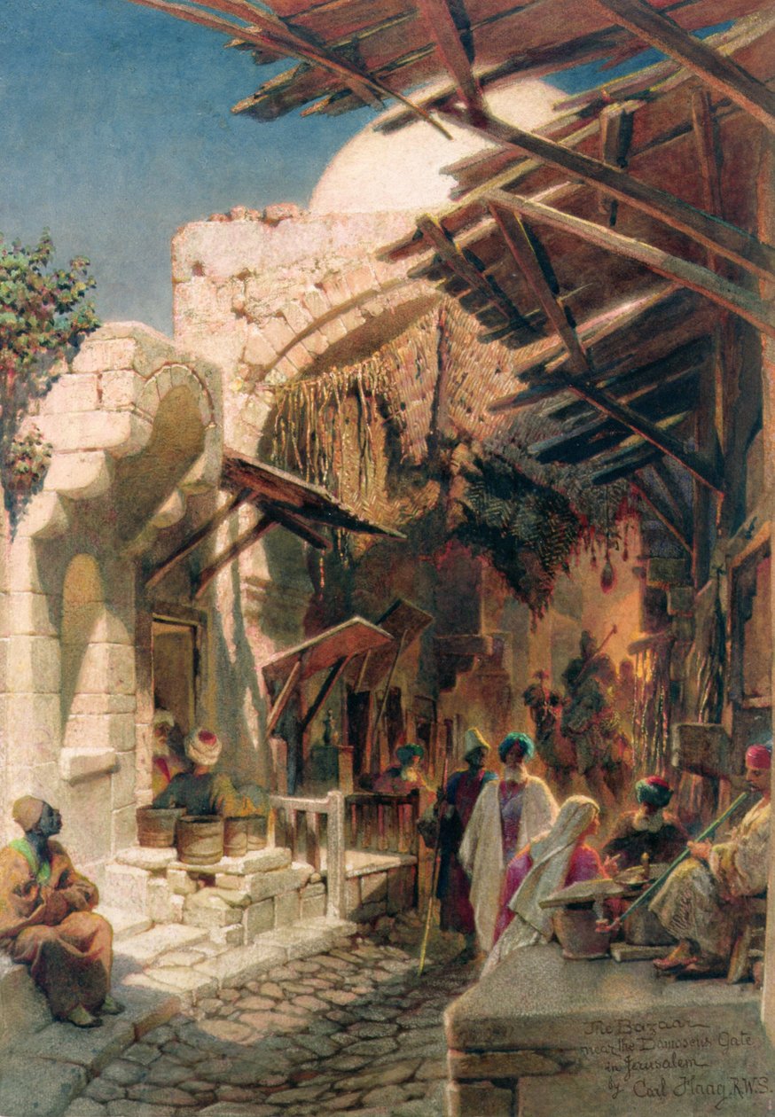 Bazar w pobliżu Bramy Damaszku w Jerozolimie autorstwa Carl Haag