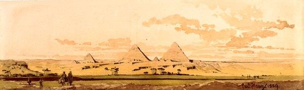 Piramidy w Gizie, 1859 (wc na papierze) autorstwa Carl Haag