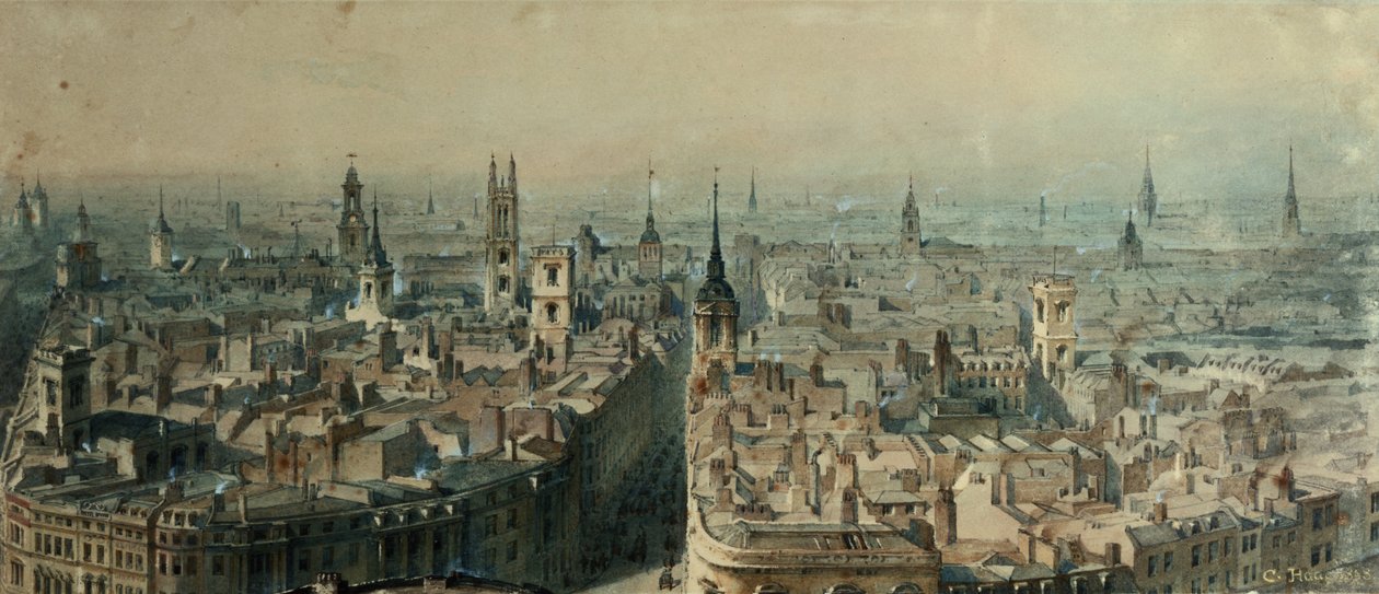 Widok Londynu z Monument patrząc na północ, 1848 autorstwa Carl Haag