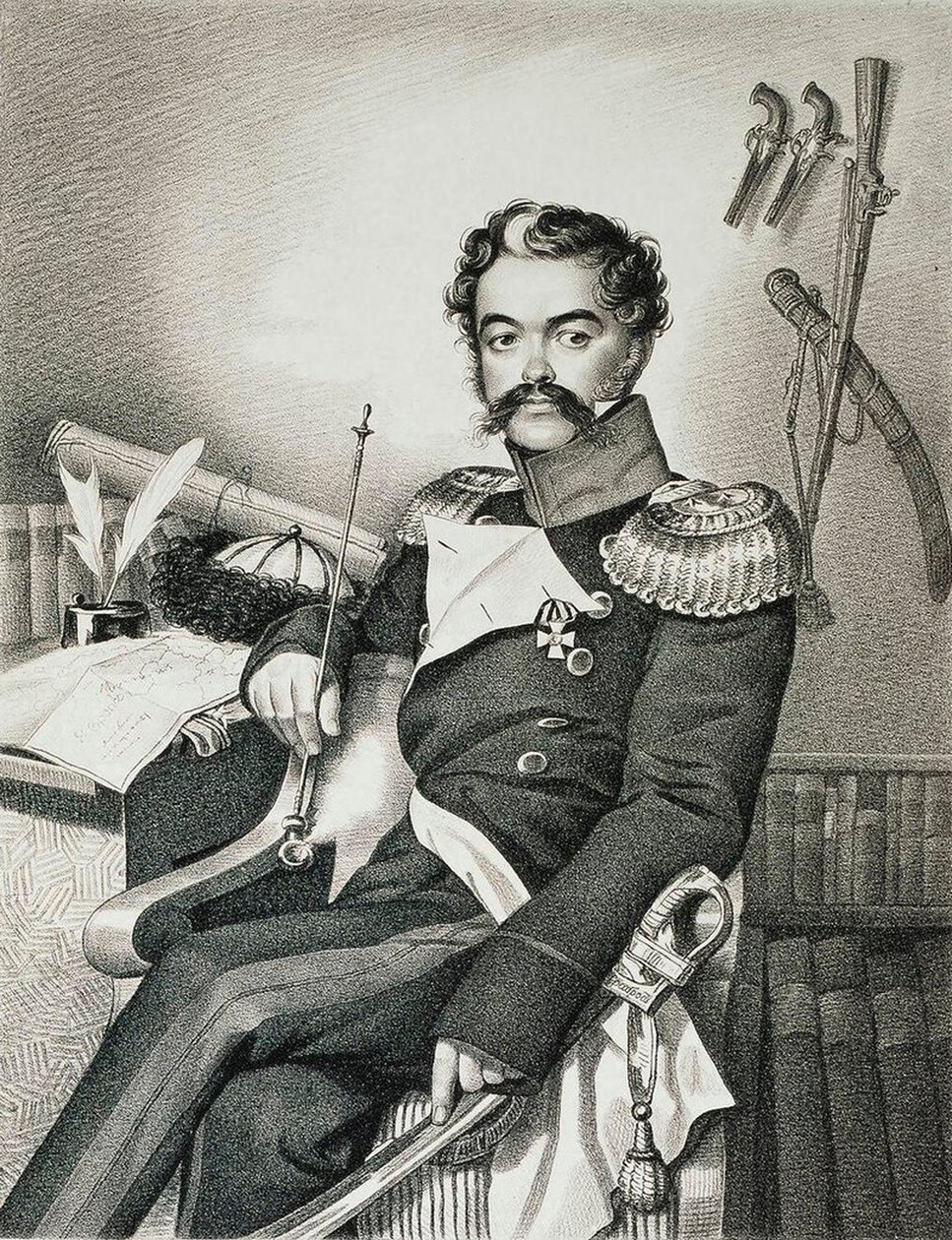 Portret Denisa Davydova 1784-1839, żołnierza i poety, początek XIX wieku. autorstwa Carl Hampeln von