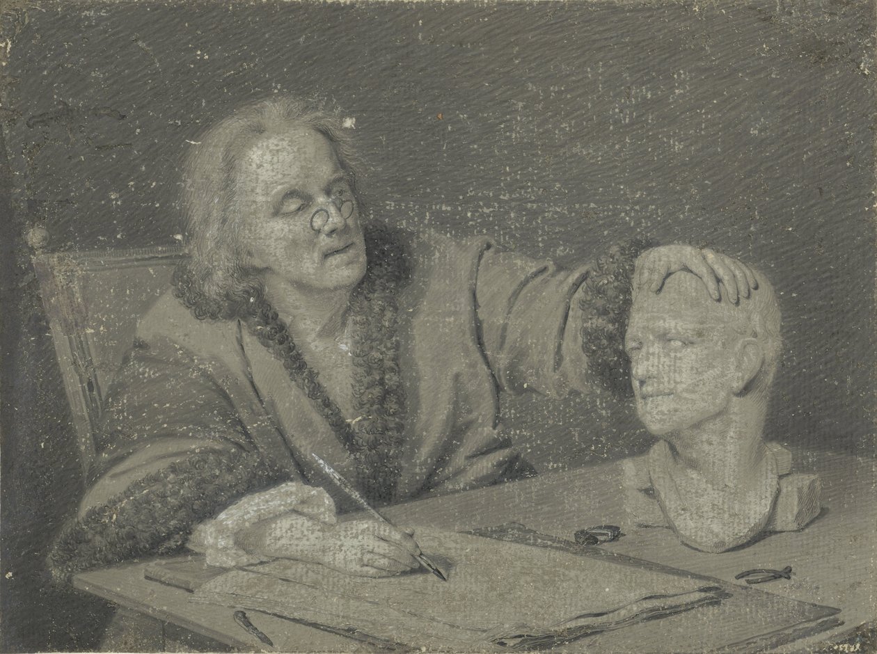 Rysownik szkicujący gipsową głowę autorstwa Carl Heinrich Mylius