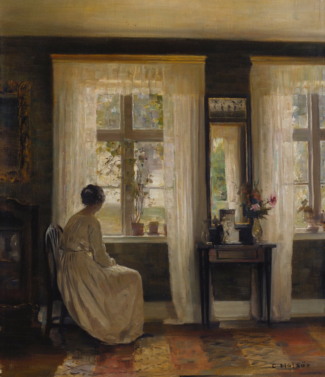 Dama we wnętrzu (olej na płótnie) autorstwa Carl Holsoe
