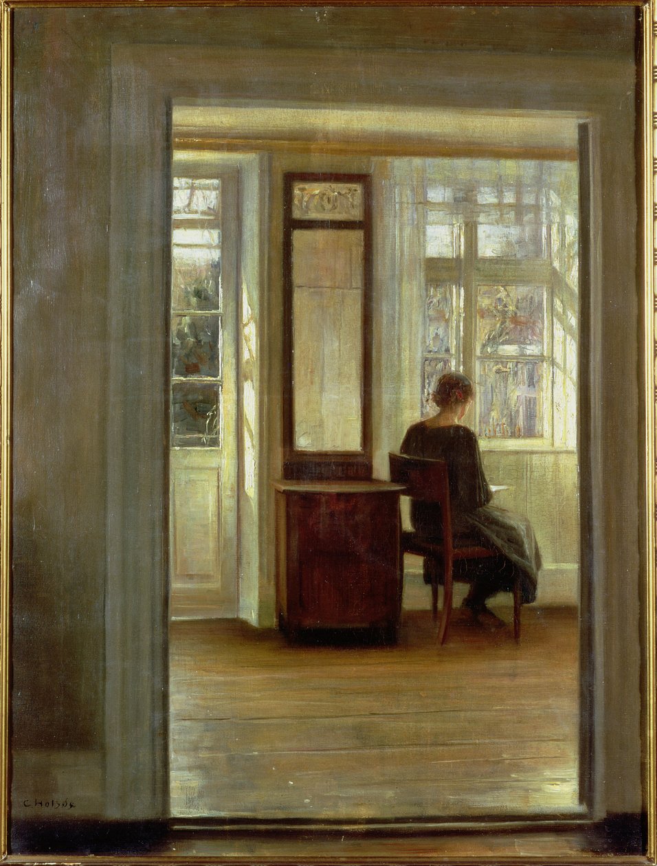 Dama we wnętrzu (olej na płótnie) autorstwa Carl Holsoe