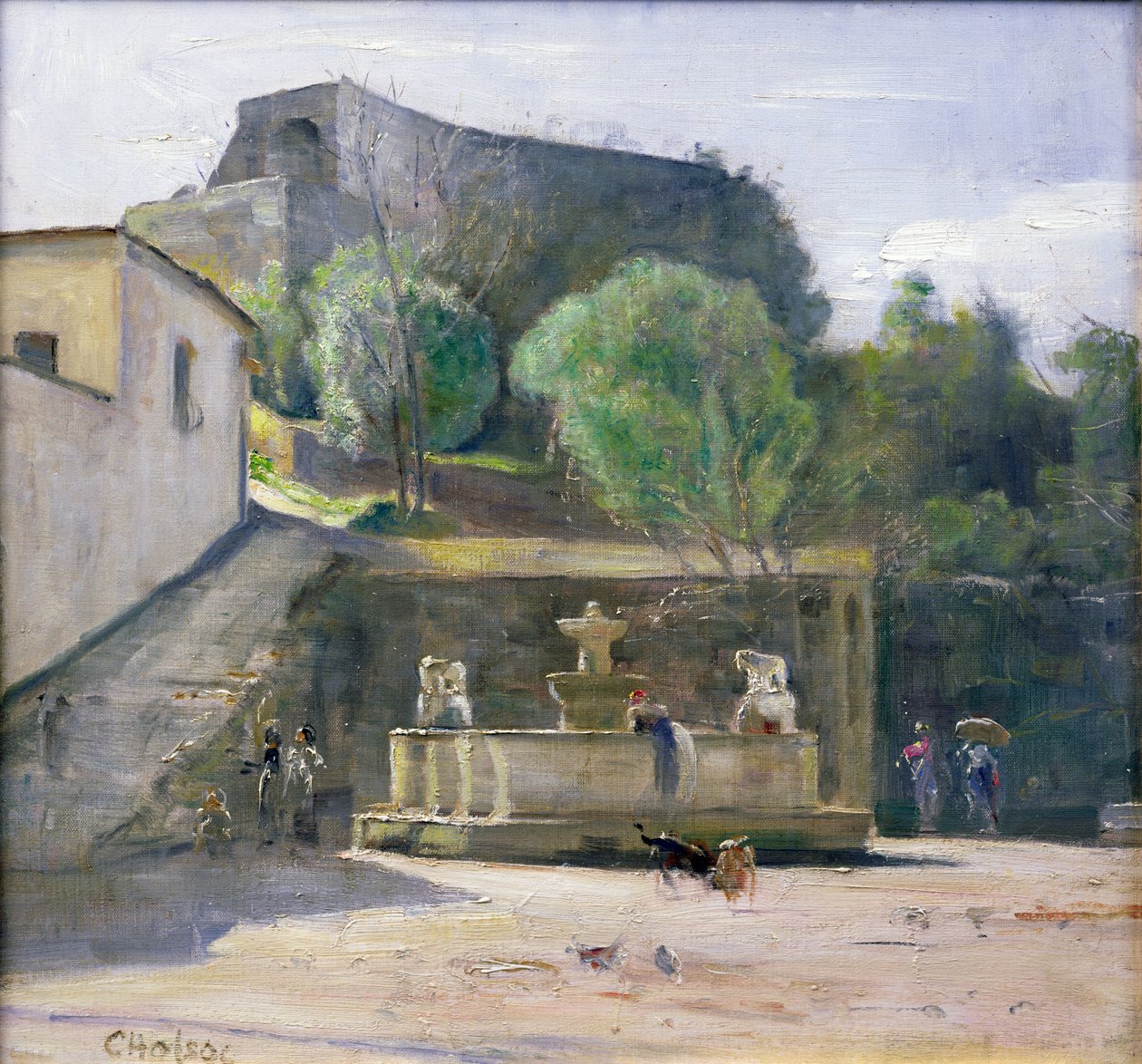 Przy fontannie, Włochy autorstwa Carl Holsoe