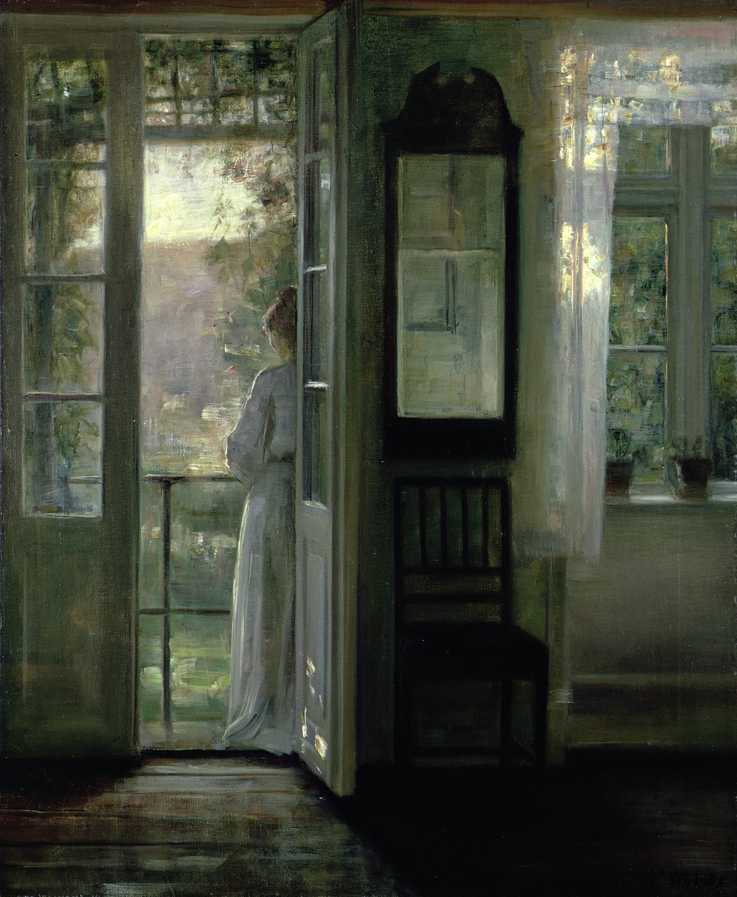 Dziewczyna stojąca na balkonie autorstwa Carl Holsoe
