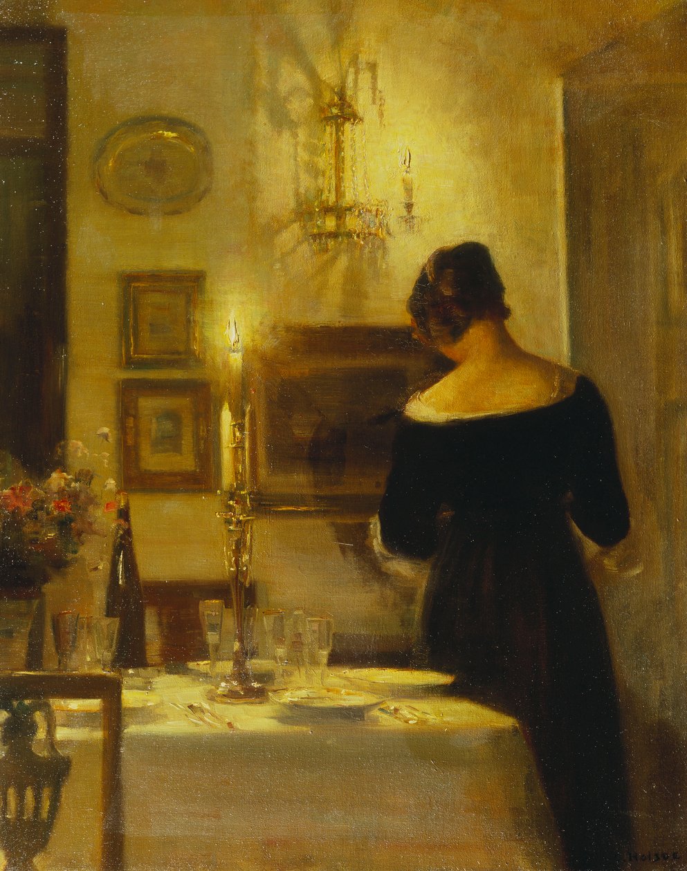 W jadalni (olej na płótnie) autorstwa Carl Holsoe