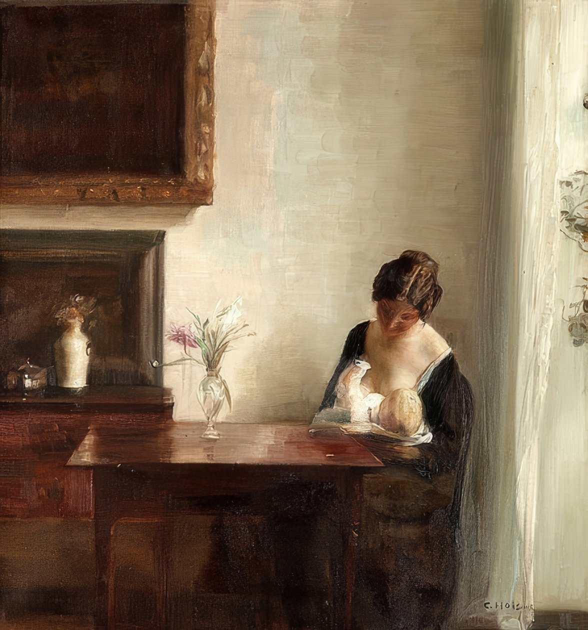 Wnętrze z mamą i dzieckiem autorstwa Carl Holsoe