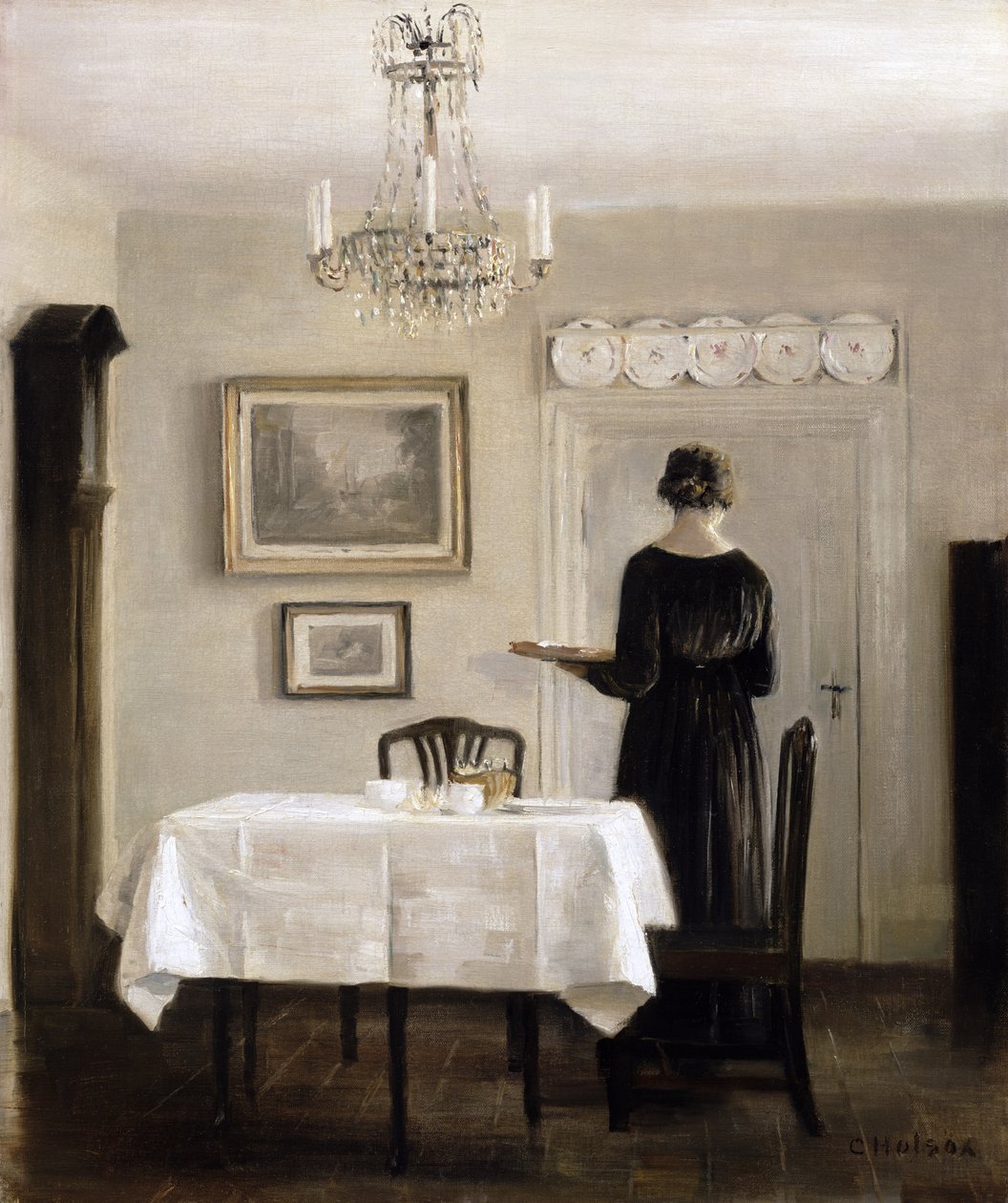 Wnętrze z damą niosącą tacę, ok. 1905 r. autorstwa Carl Holsoe