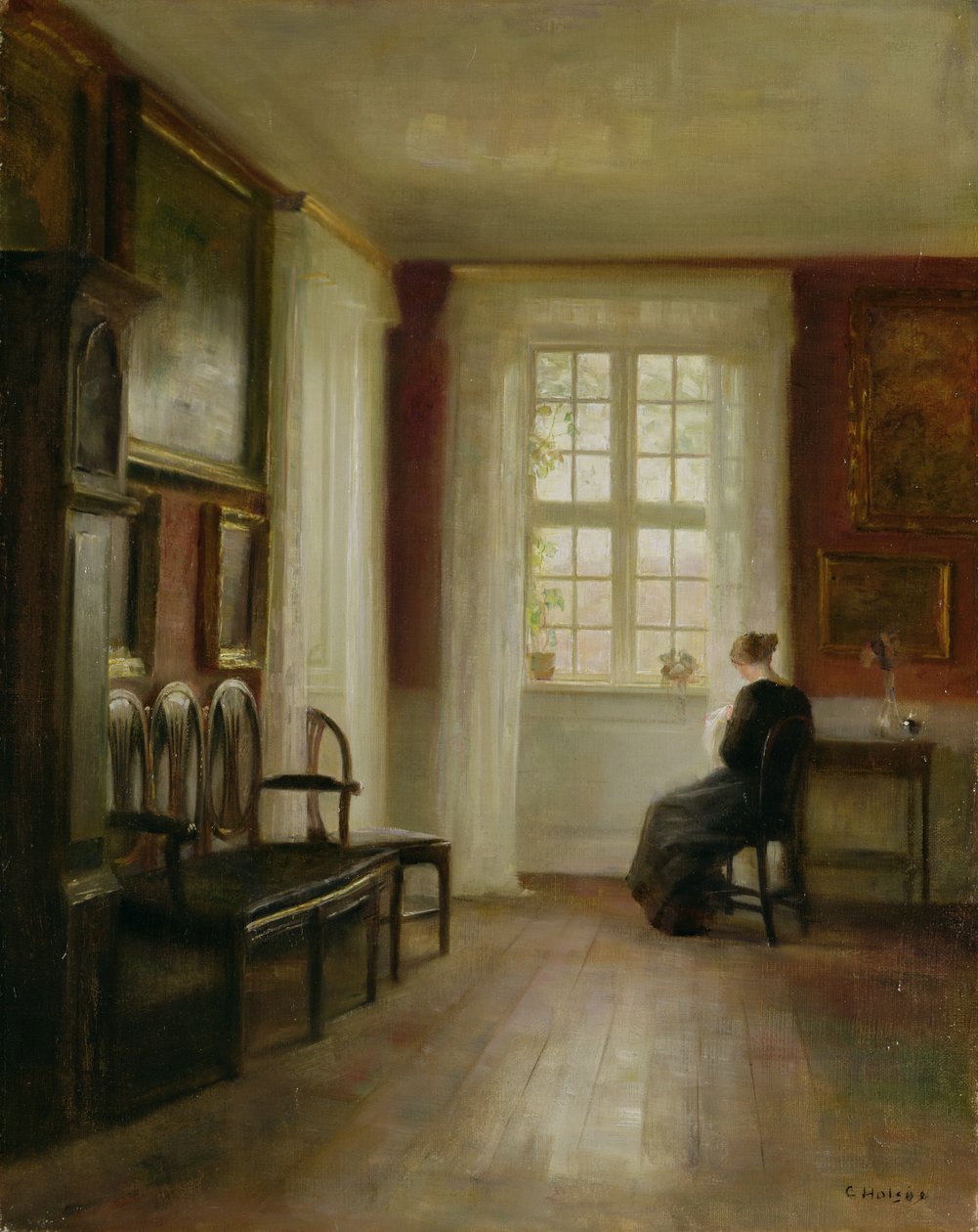 Wnętrze z damskim szyciem autorstwa Carl Holsoe
