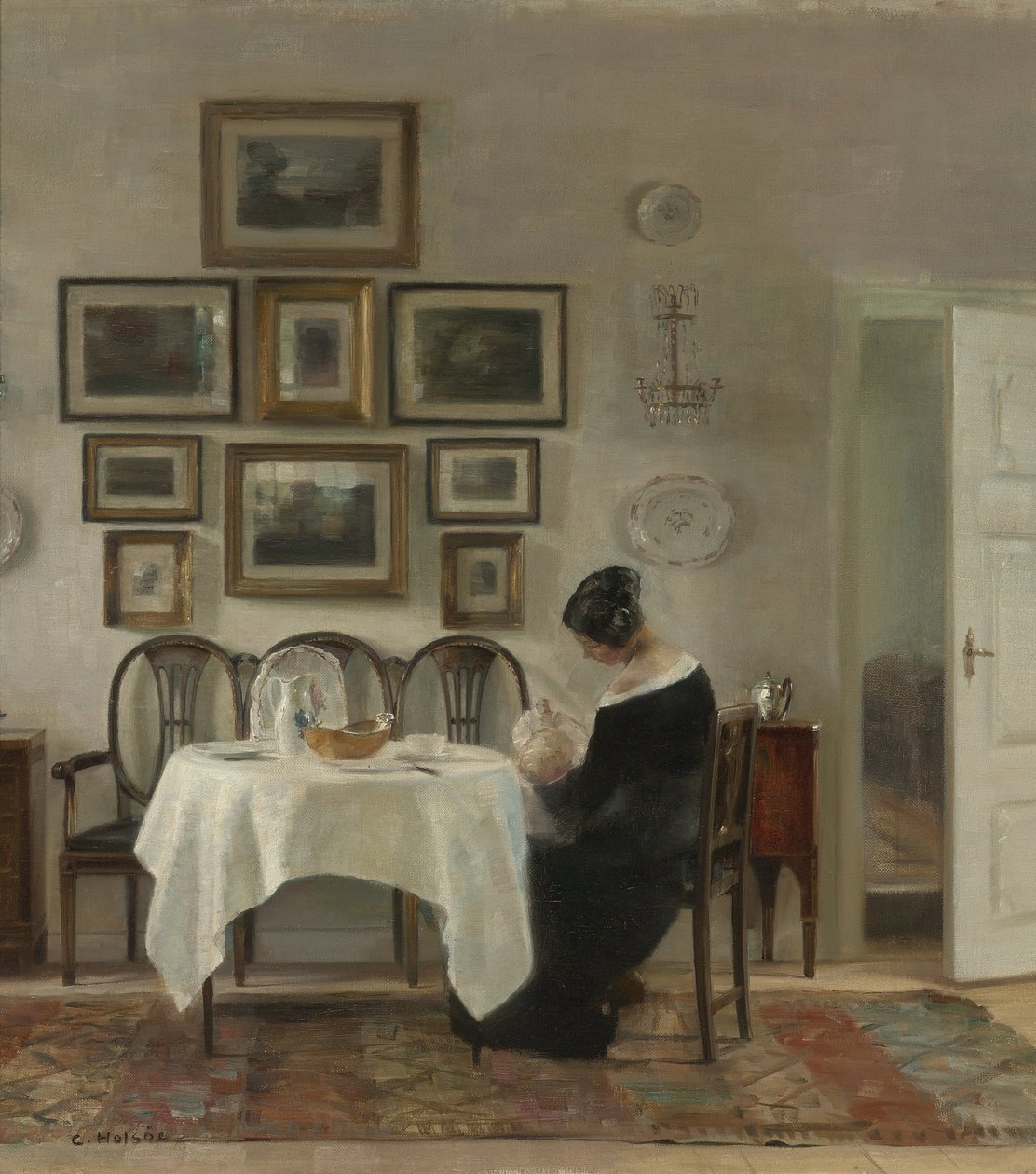 Matka i dziecko przy stole par Holsoe, Carl (1863-1935), - Olej na płótnie, 75,2x68,2 - Kolekcja prywatna autorstwa Carl Holsoe