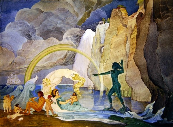 Falochron (akwarela na papierze) autorstwa Carl Johan Forsberg