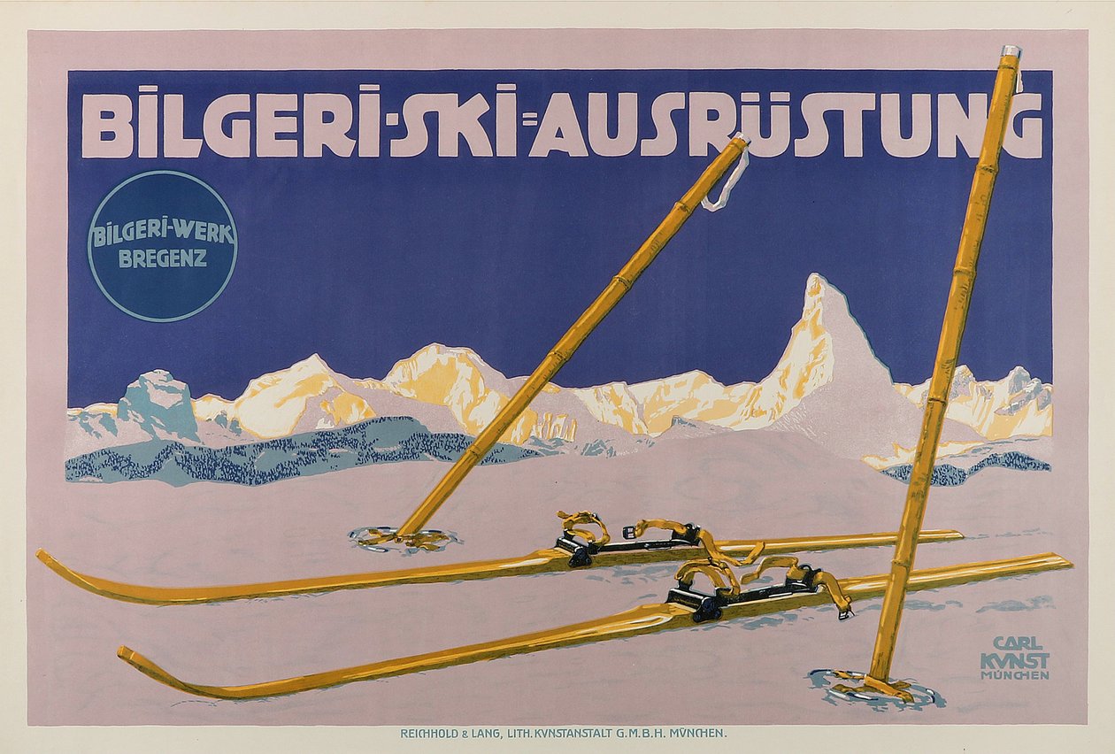 Sprzęt Narciarski Bilgeri, ok. godz. 1910. autorstwa Carl Kunst