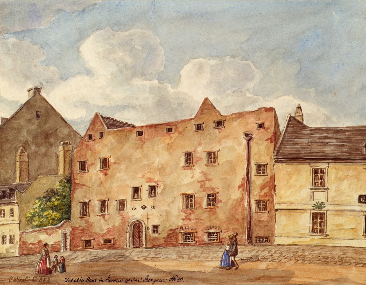 Stary dom przy Grünen Thorgasse nr 80 w Wiedniu Rossau autorstwa Carl L. Wiesböck