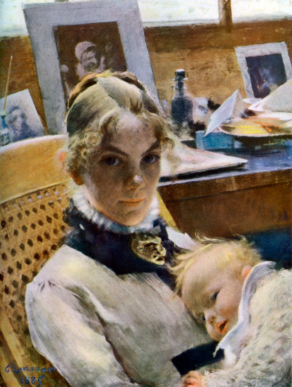 Studyjna sielanka: żona artysty i ich córka Suzanne, 1885 1945 autorstwa Carl Larsson