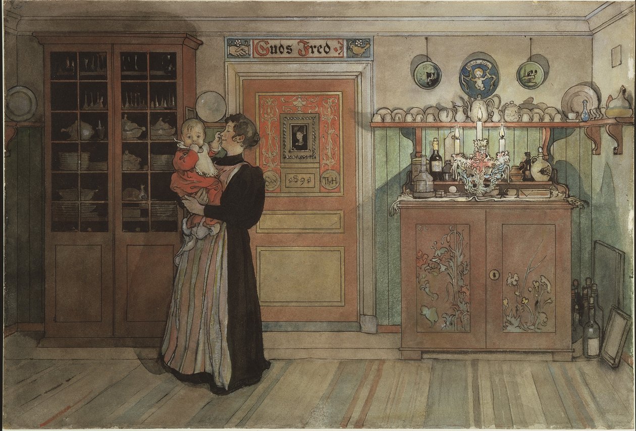 Między Bożym Narodzeniem a Nowym Rokiem, z cyklu Dom, ok.1895 (wc na papierze) autorstwa Carl Larsson