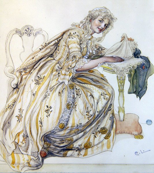 Dekoracja świąteczna (akwarela na papierze) autorstwa Carl Larsson