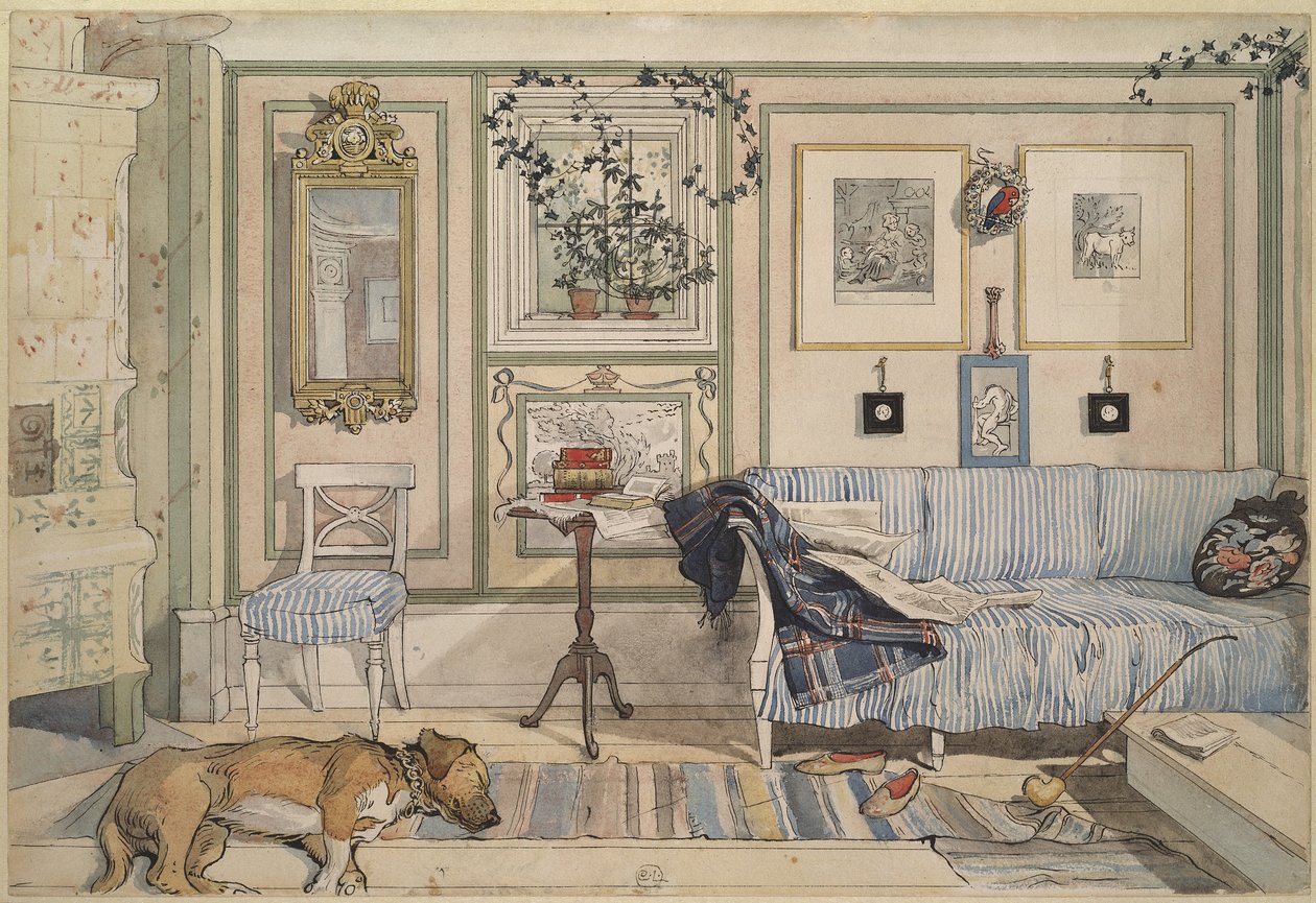 Przytulny kącik, z cyklu "Dom", ok.1895 (akwarela na papierze) autorstwa Carl Larsson