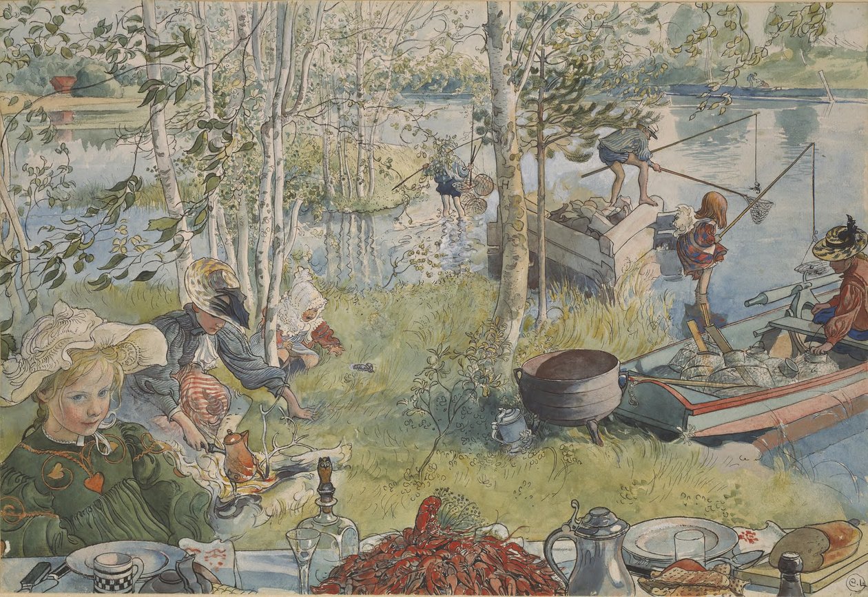 Połów raków autorstwa Carl Larsson