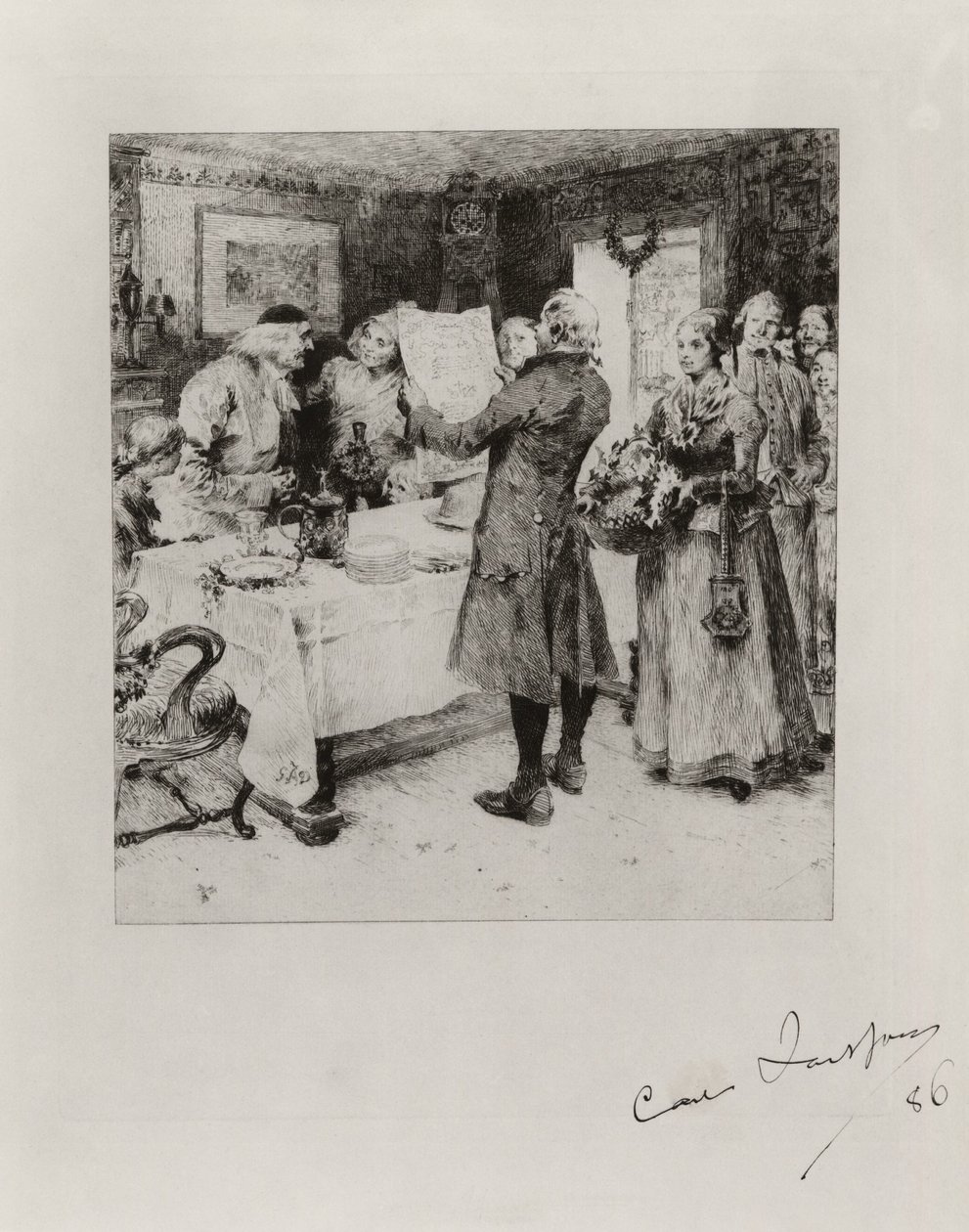 „Wesołe święto”. Ilustracja do wiersza Anny Marii Lenngren. Stan I autorstwa Carl Larsson