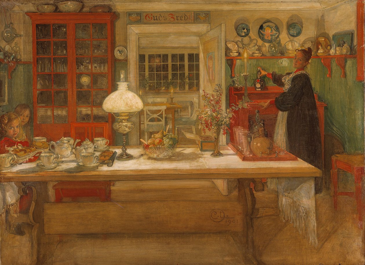 Przygotowanie do gry, 1901 autorstwa Carl Larsson