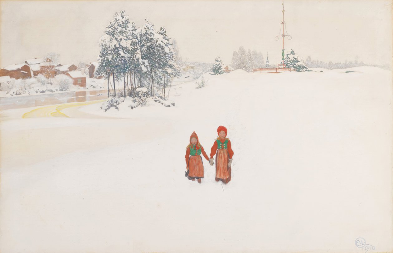 W śniegu autorstwa Carl Larsson