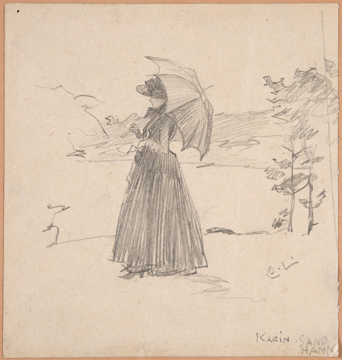 Kobieta z parasolką autorstwa Carl Larsson