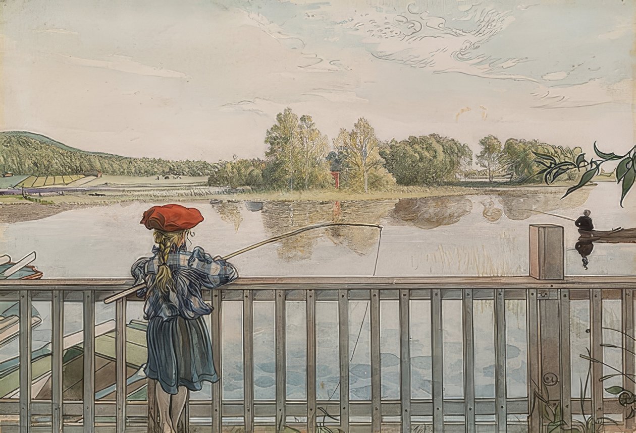 Lisbeth łowi ryby. Około 1895 r. autorstwa Carl Larsson