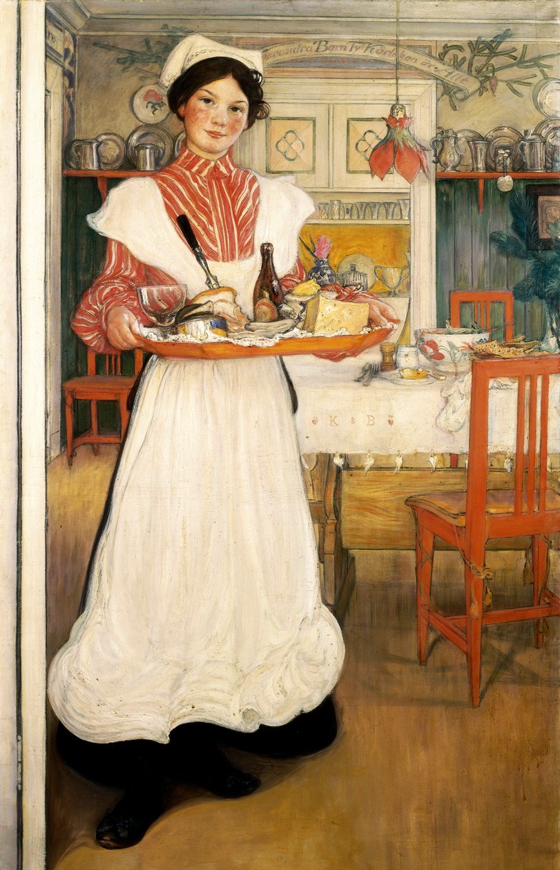 Martina niosąca śniadanie na tacy autorstwa Carl Larsson