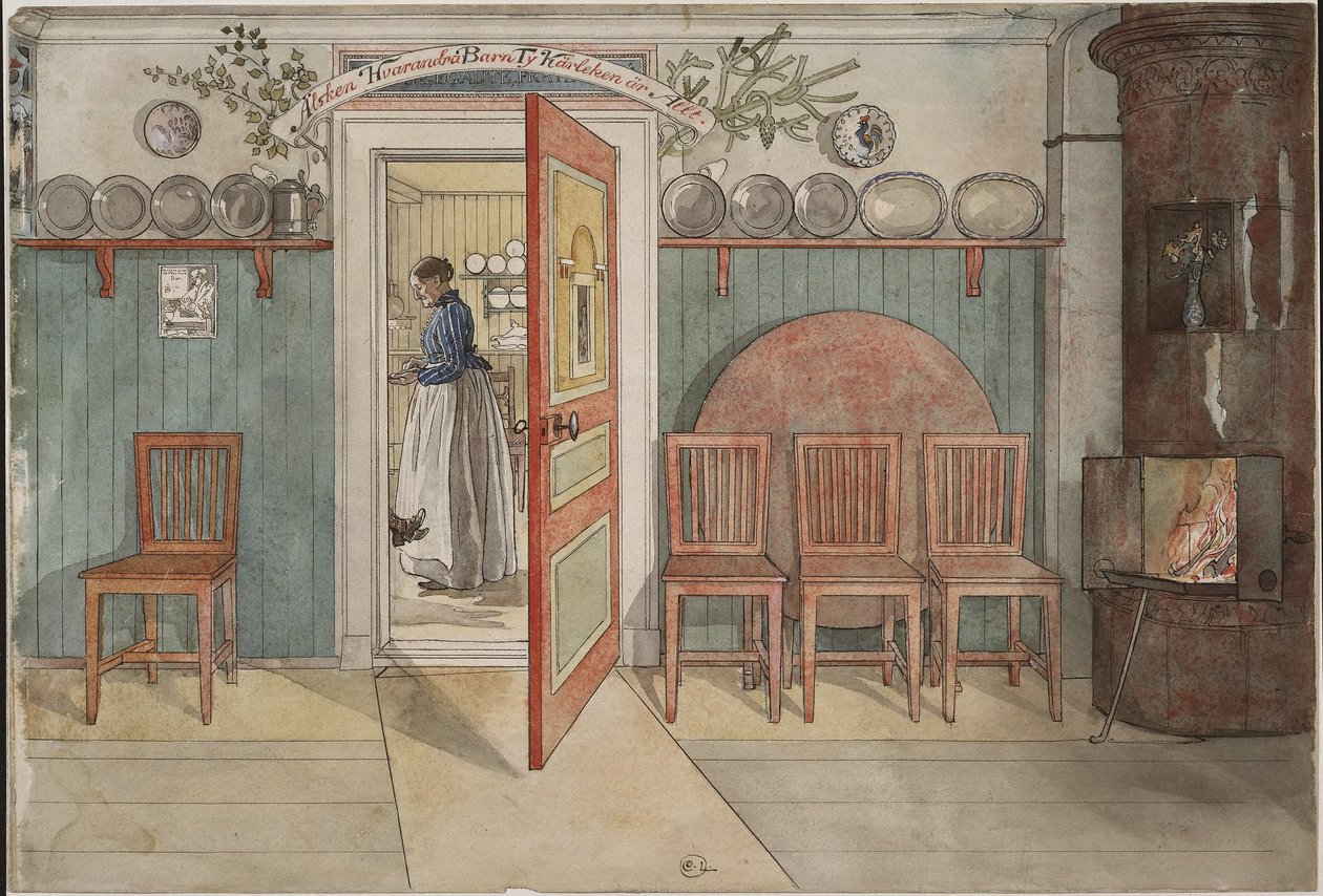 Stara Anna. Z cyklu „Dom” (26 akwareli) autorstwa Carl Larsson
